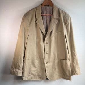 TailorByrd Men's Tan Cotton Sport Coat XL Unstructured Half-Lined Silk
